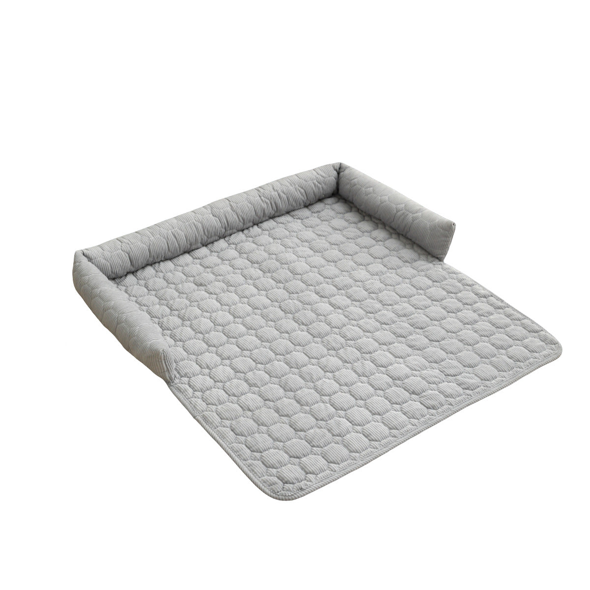SnuggleSofa Corduroy Bed Blanket with Neck Pillow - Light Grey