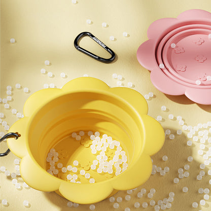 GoSip flower travel bowl in yellow and pink colors side by side